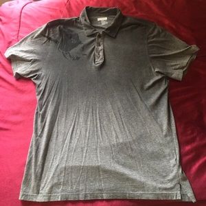 Used Graphic Printed Grey Polo Shirt